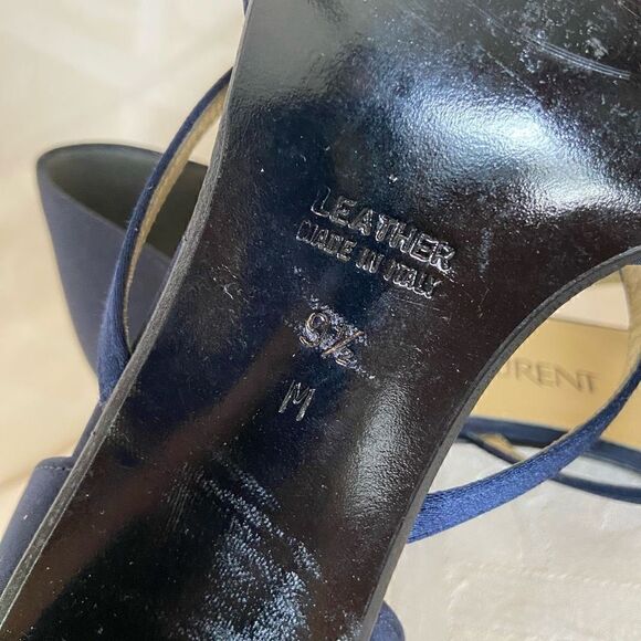 YSL Yves Saint Laurent 90s Blue Satin Block Heels - Picture 7 of 16
